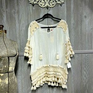 White Linen Oversized Anthropologie Raga Tunic NWT Size Small